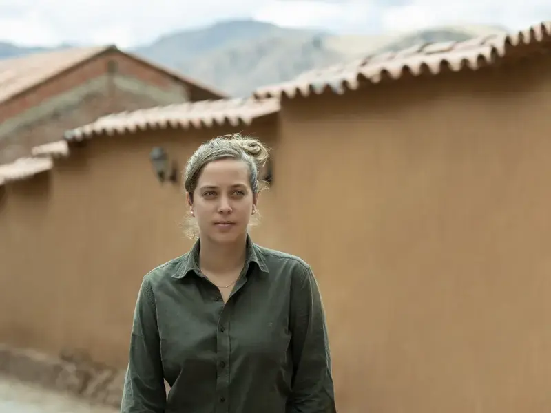 Chef Pía León outside Mauka restaurant in Cusco.