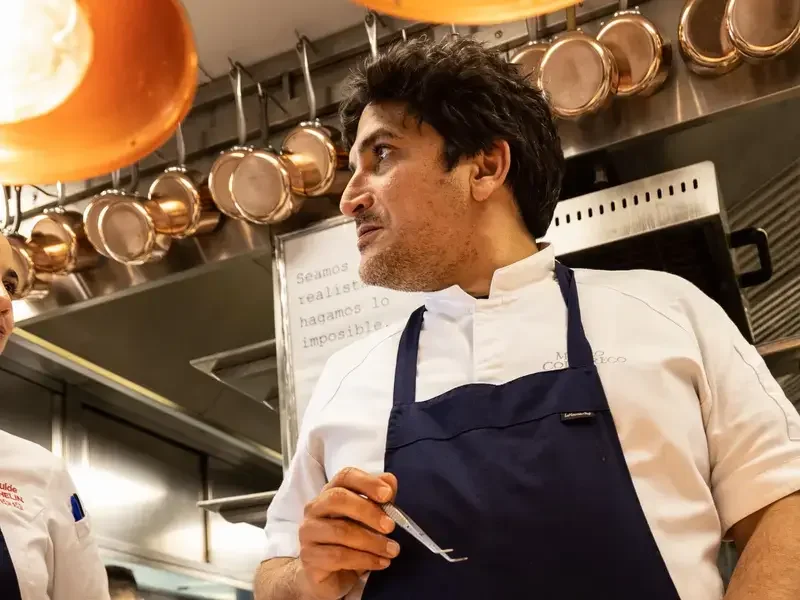 Mauro Colagreco in action in the kitchen