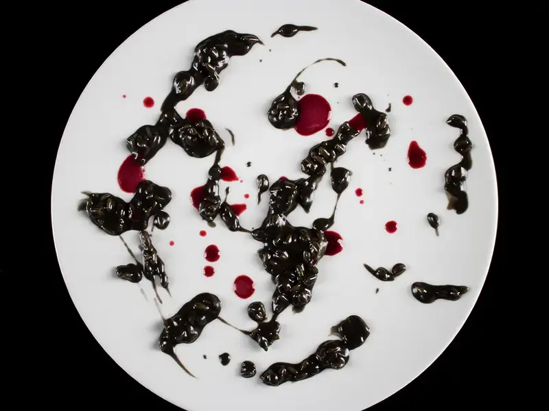 Risotto, black fermented garlic, berries at Lido 84.