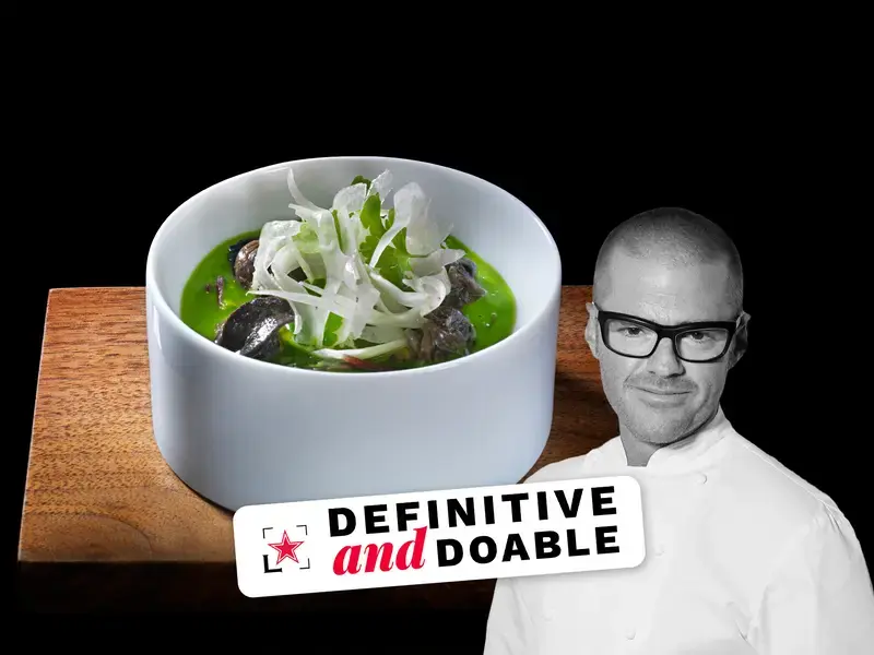 Chef Heston Blumenthal and his snail porridge dish.
