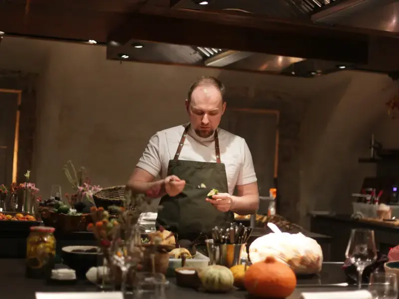 Chef working in a kitchen.