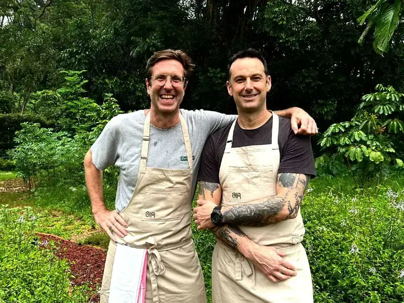Chefs Will Goldfarb and Matt Orlando at Air in Singapore.
