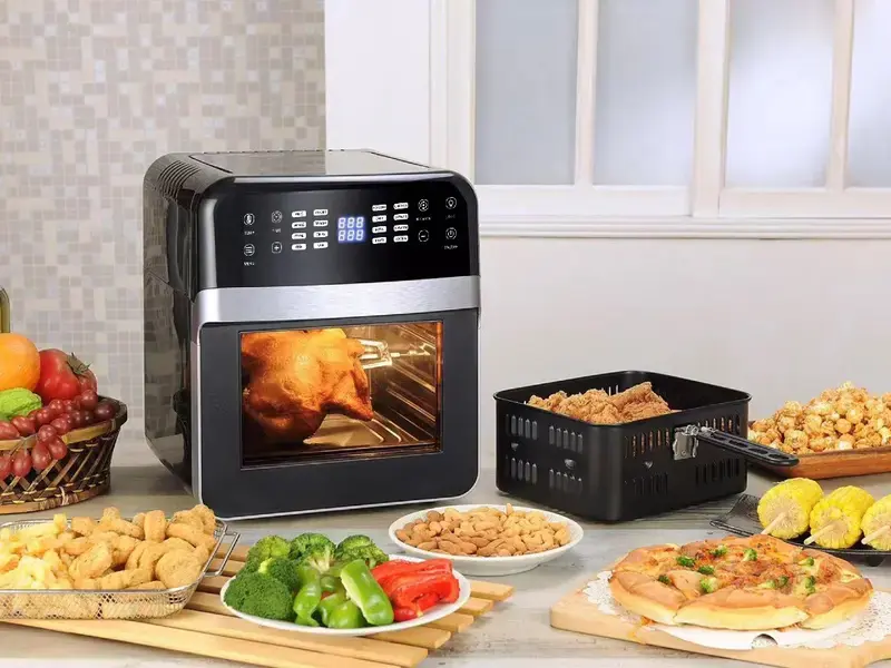 An air fryer and selected foods.