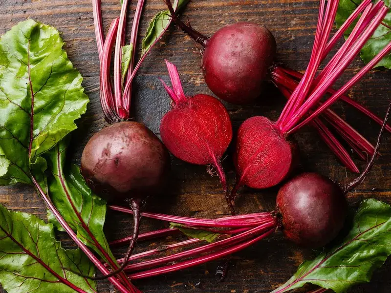 Brightly coloured beetroots.