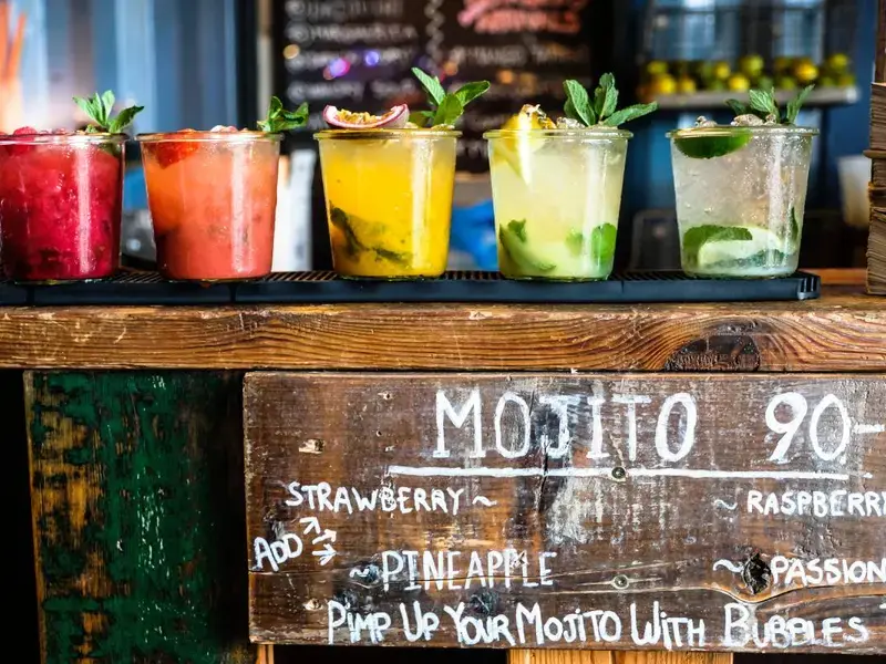 A selection of rum cocktails.