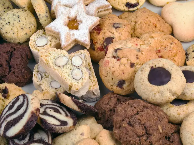 Selection of different types of cookies.