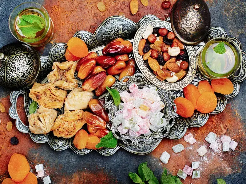 Dates and dry fruits in a arab dish for Ramadn