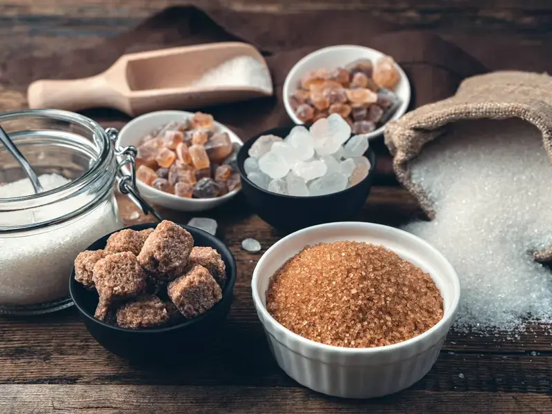 Different types of sugar.