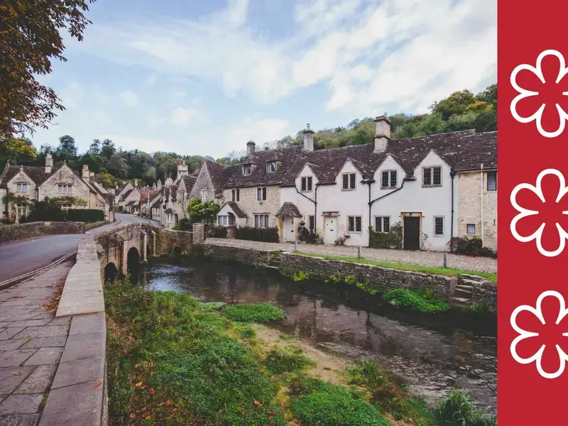 A village scene and a Michelin stars illustration.