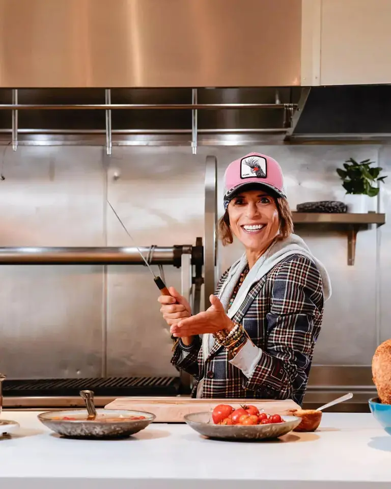 Chef Dominique Crenn in the kitchen.