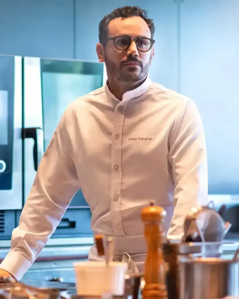Chef Cèsar Troisgros in the kitchen.