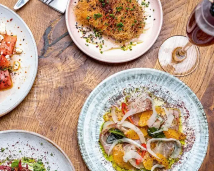 Dishes at Burnt Orange vegetarian restaurant in Brighton.