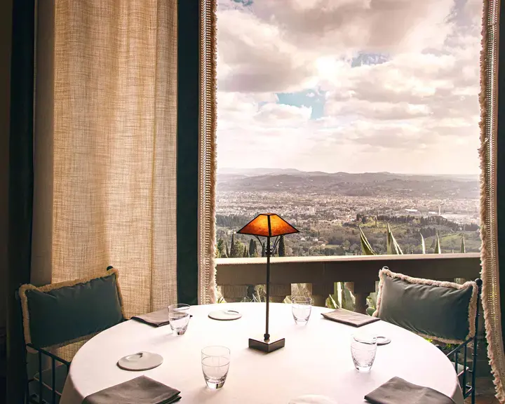 A table at La Loggia overlooking Florence.