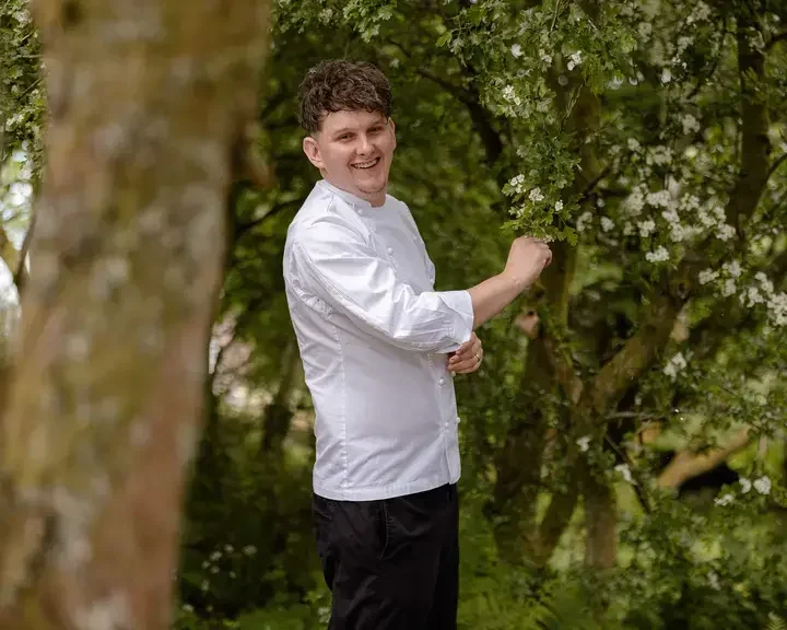 Chef Calum Montgomery in the garden.