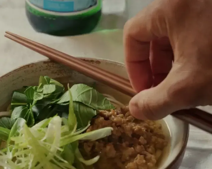 Pork and miso noodles by Joseph Denison Carey.
