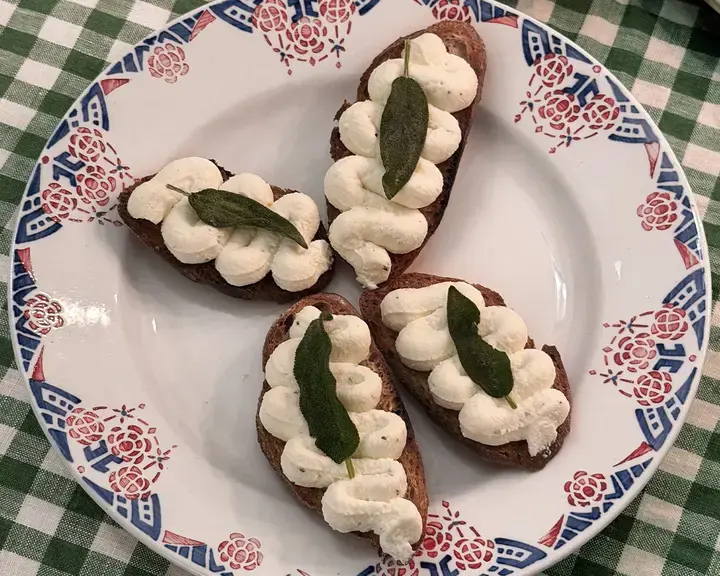Crostini with sage and ricotta by Xanthe Ross.