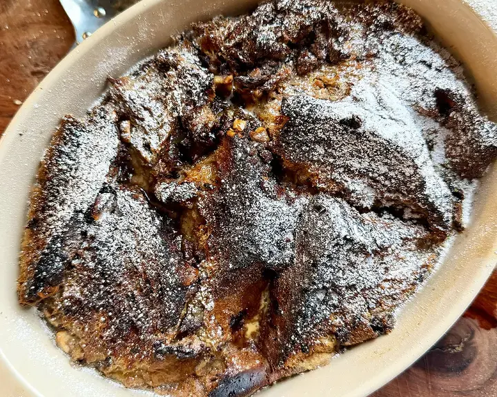 Panettone bread and butter pudding by Jordon Ezra King.