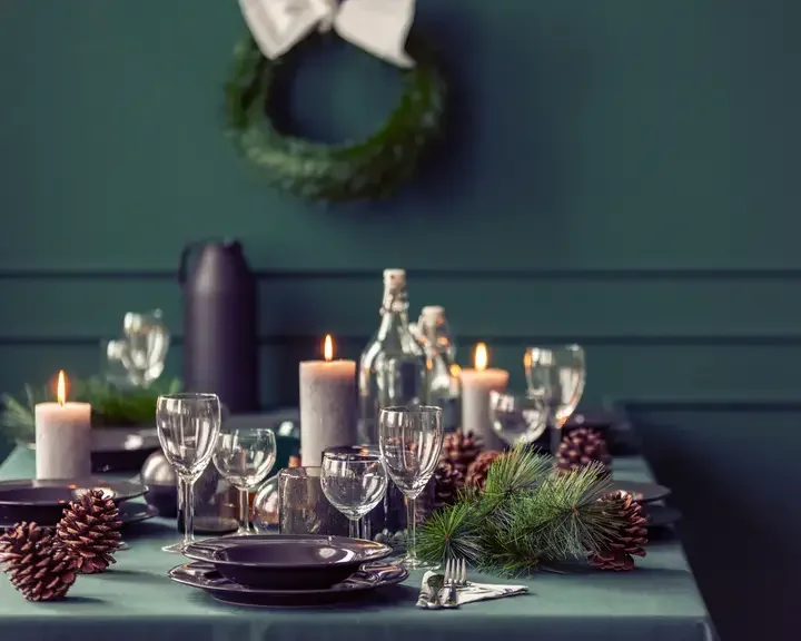 A Christmas table setting.