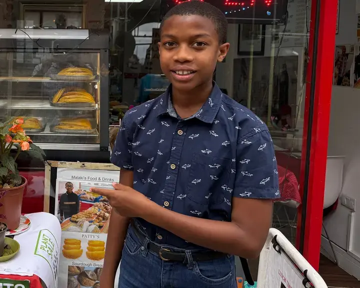 Malaki Conteh outside Malaki's Food &amp; Drinks.