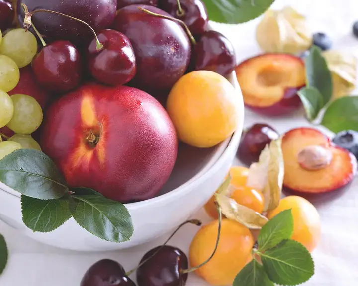 A selection of summer fruits.