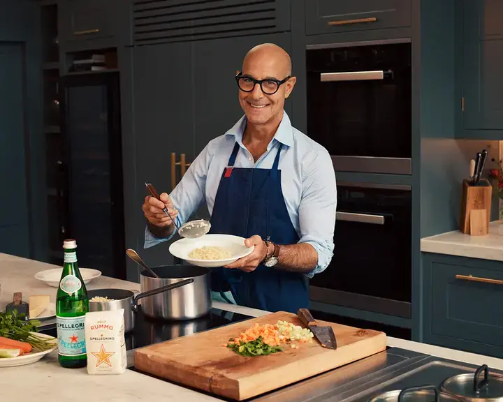 Stanley Tucci in the kitchen.