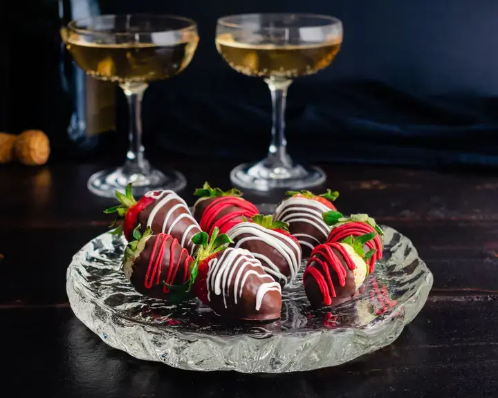 Chocolate-covered strawberries for Valentine's Day.