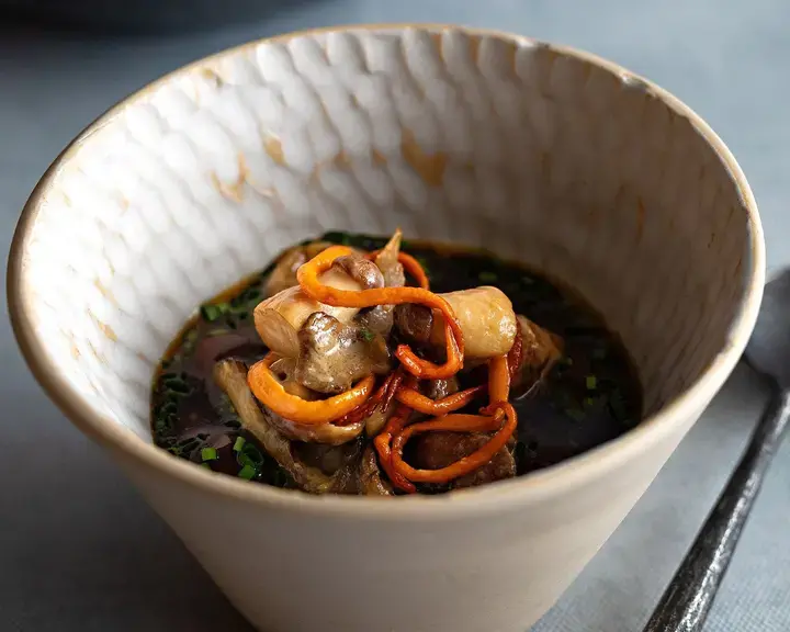 Miso custard and mushrooms at L'Enclume.