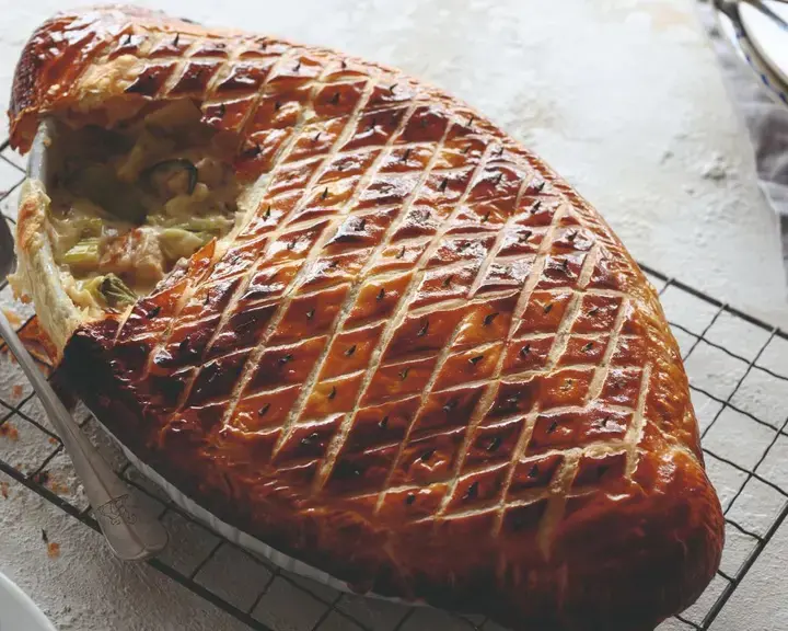Chef Mark Moriarty's chicken and leek pie.