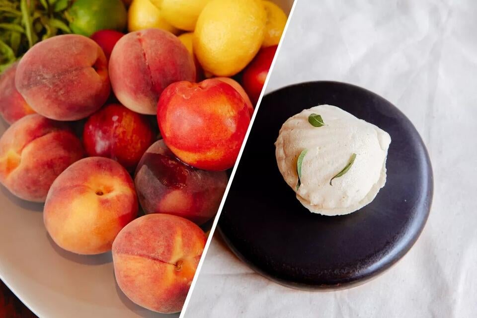 Overripe peaches and FrozeRipe Peach Smoothie by Dominique Crenn
