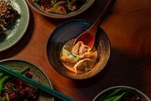 Dumplings in a bowl at Mirin in Edinburgh.